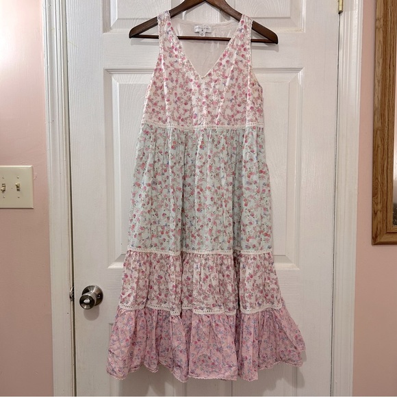 LoveShackFancy Dress Target Women's Sleeveless Lined Tiered Ruffle Floral XS - Picture 1 of 7
